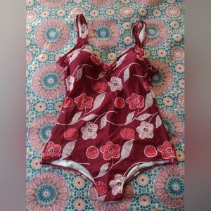 Adorable Red Vintage Vibe Pinup 50s One-piece Swimsuit XL